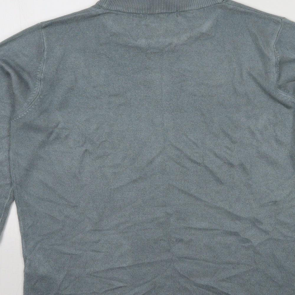 Mia Moda Womens Grey Round Neck Acrylic Pullover Jumper Size M