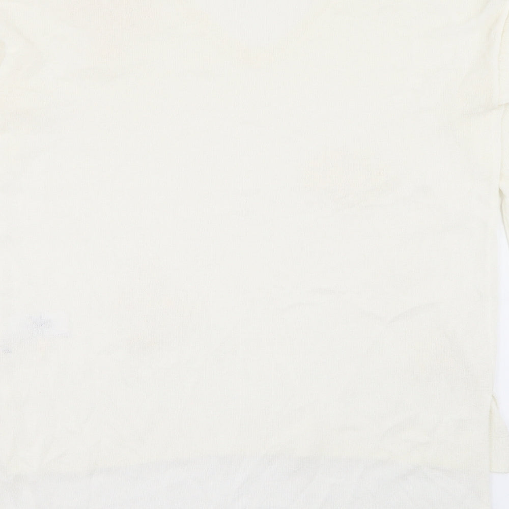 NEXT Womens White V-Neck Viscose Pullover Jumper Size 12