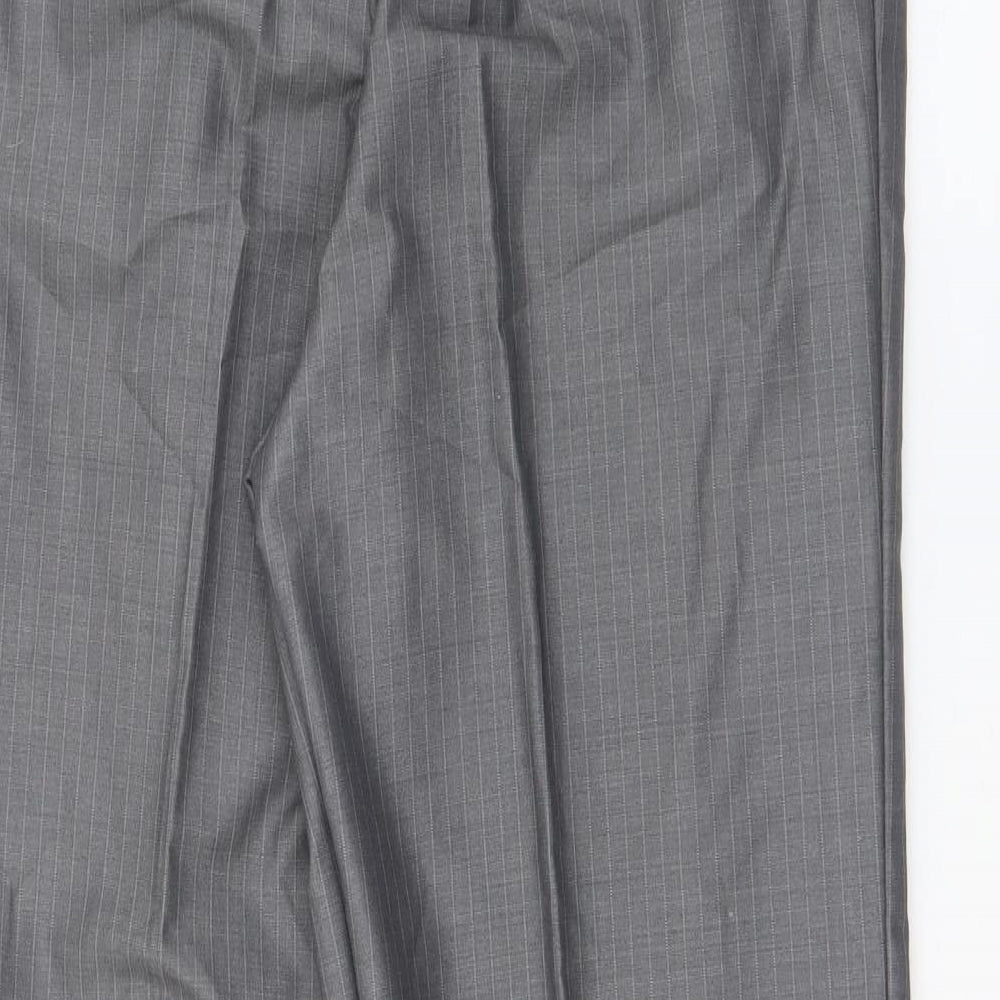 Gerard Darel Womens Grey Striped Polyester Trousers Size 14 L26 in Regular Zip