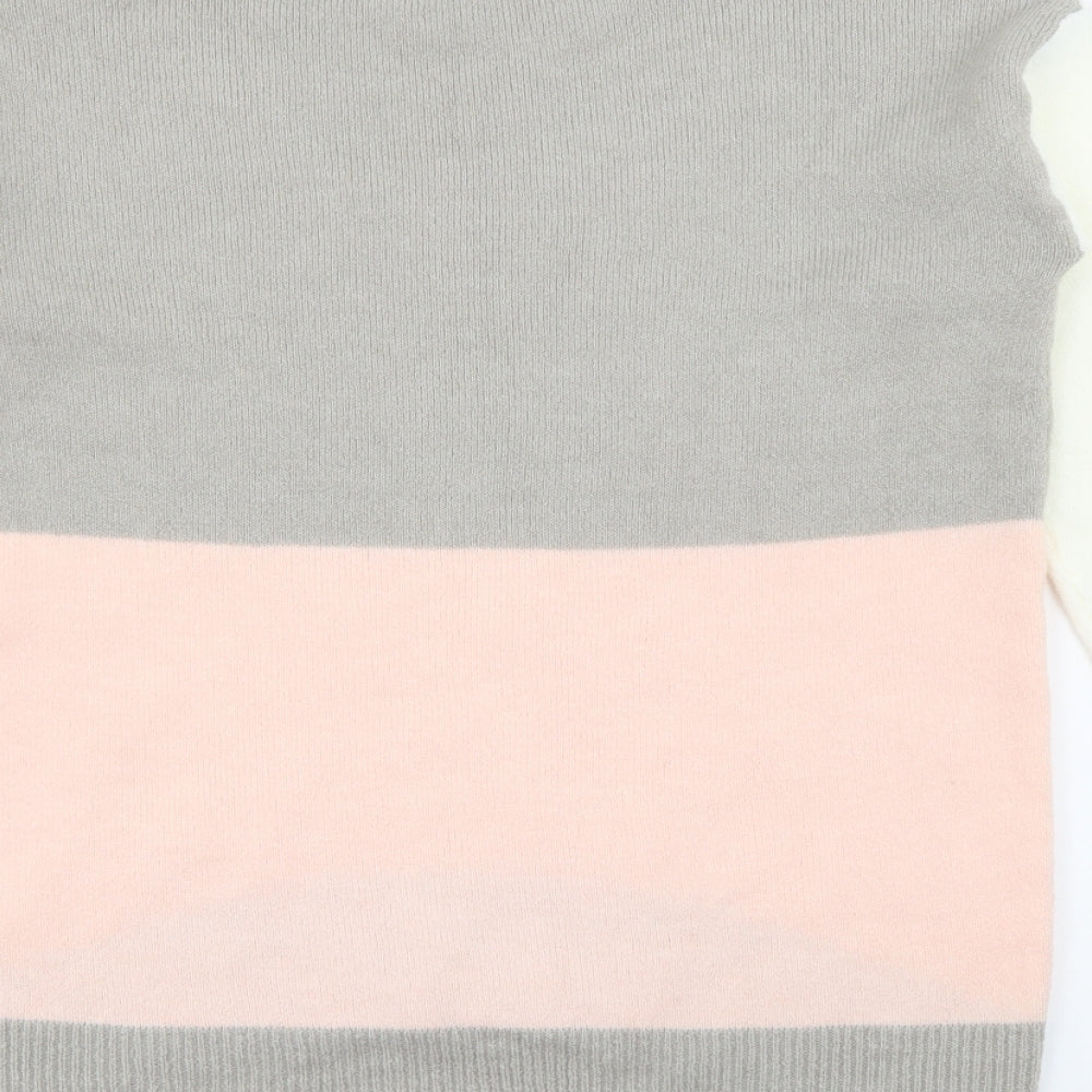 Nutmeg Womens Multicoloured Crew Neck Acrylic Pullover Jumper Size 10