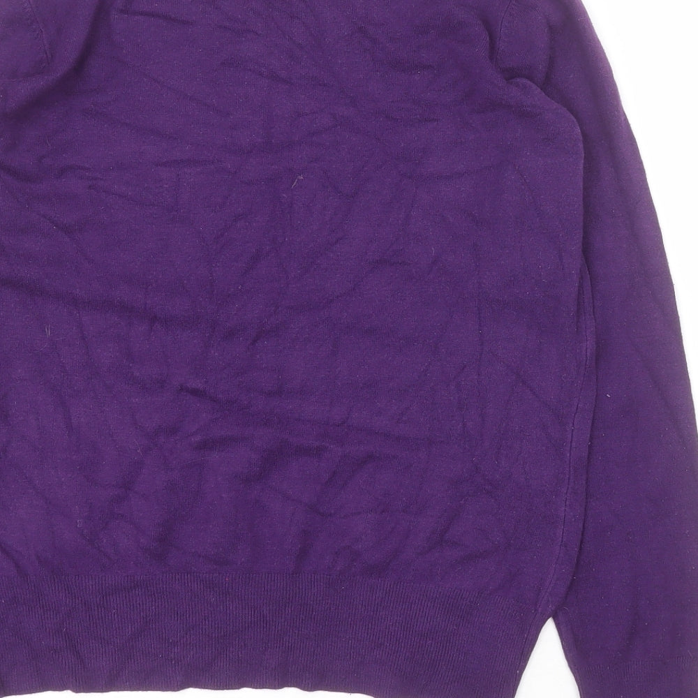 Wallis Womens Purple Round Neck Viscose Pullover Jumper Size 12