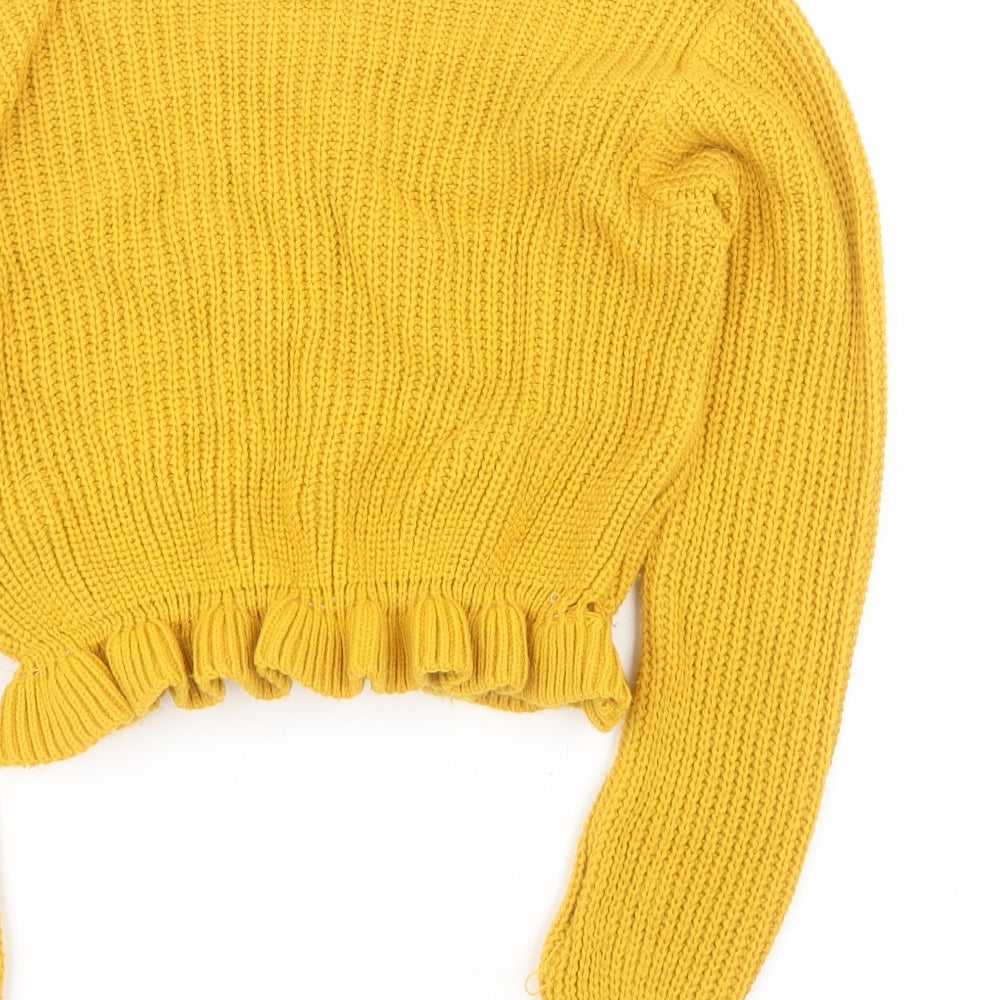Select Girls Yellow Round Neck Acrylic Pullover Jumper Size 12-13 Years Pullover