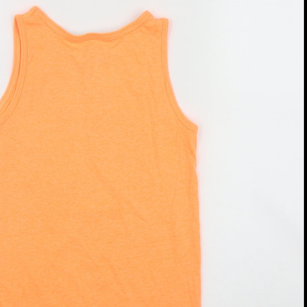 F&F Boys Orange Polyester Basic Tank Size 7-8 Years Scoop Neck Pullover - 'Florida'