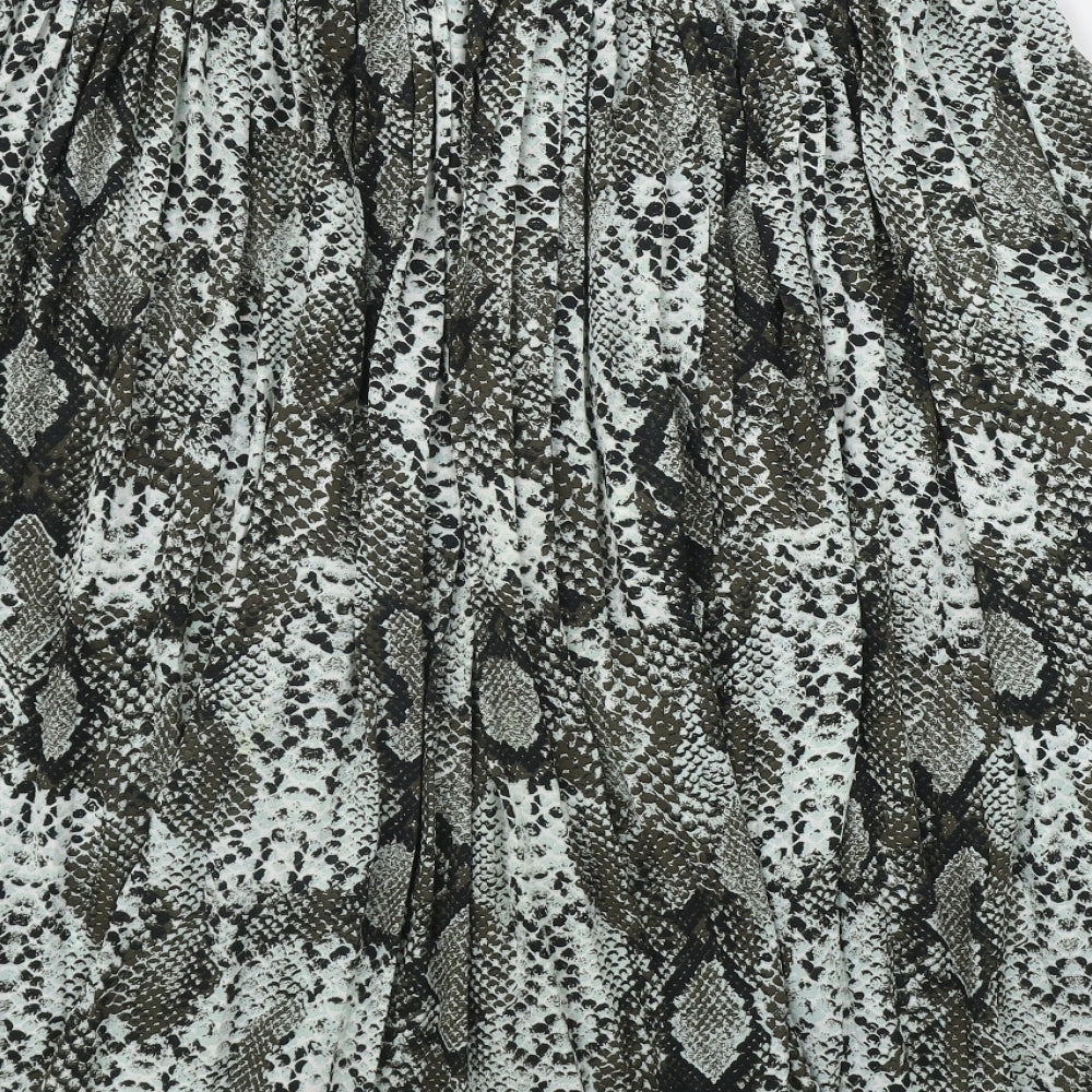 Dunnes Stores Womens Grey Animal Print Polyester Flare Skirt Size L