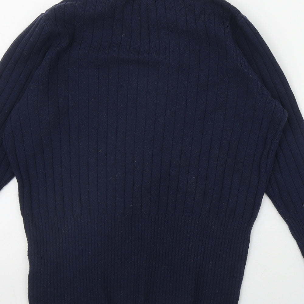 Marks & Spencer Womens Blue Mock Neck Viscose Pullover Jumper Size 14