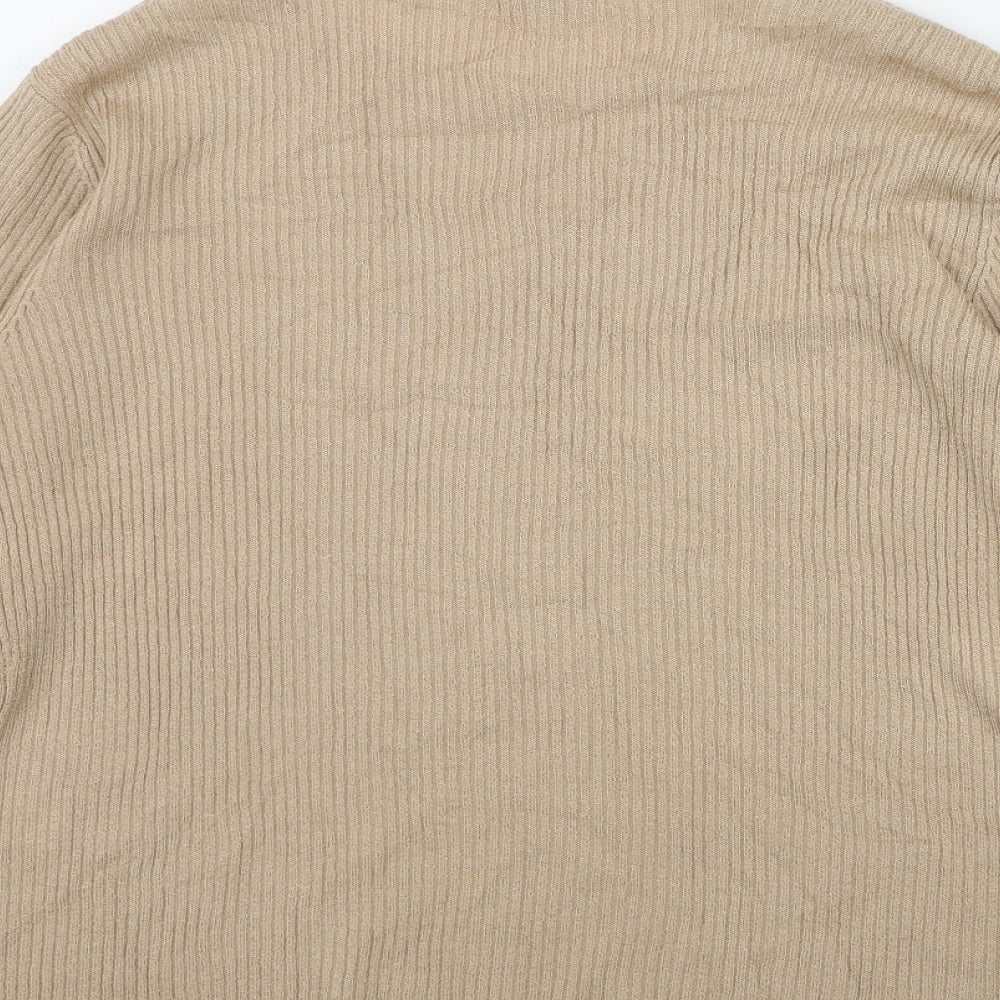 Bonmarché Womens Beige Round Neck Acrylic Pullover Jumper Size M