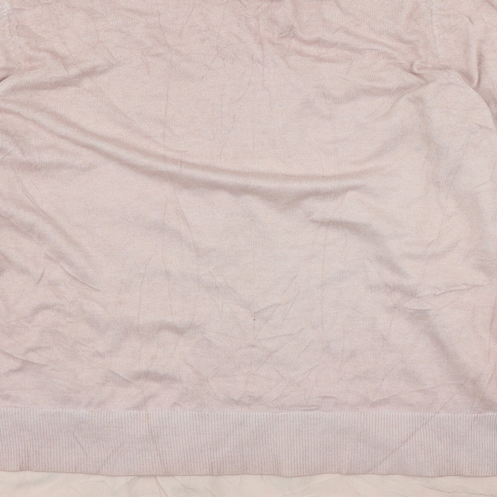 Indigo Womens Pink Round Neck Cotton Pullover Jumper Size 18