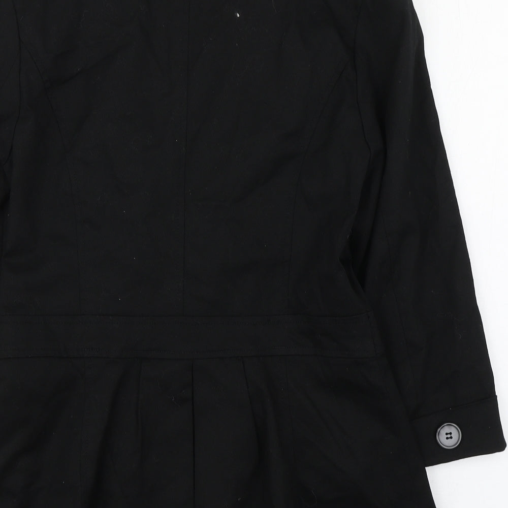 Primark Womens Black Military Jacket Coat Size 10 Button