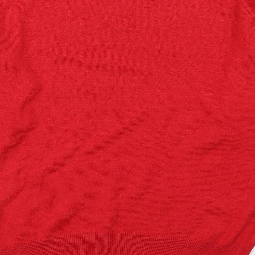 F&F Womens Red Round Neck Viscose Pullover Jumper Size 10