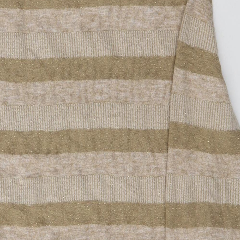 Marks & Spencer Womens Beige Striped Polyester Pullover Sweatshirt Size 8