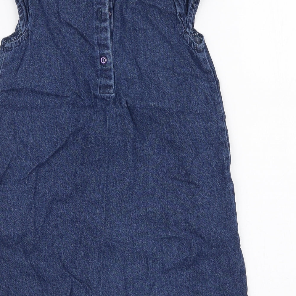 Matalan Girls Blue 100% Cotton A-Line Size 2-3 Years Round Neck Button