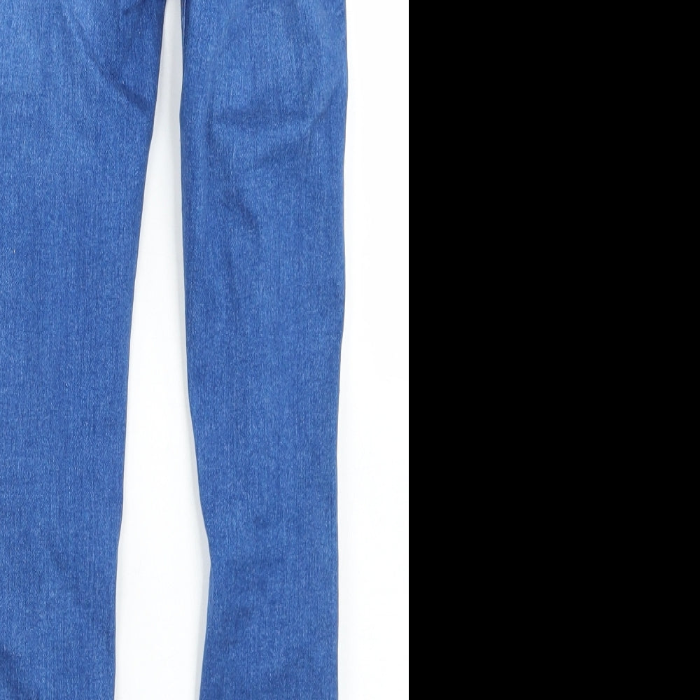 New Look Girls Blue Cotton Skinny Jeans Size 9 Months Regular Button - Distressed