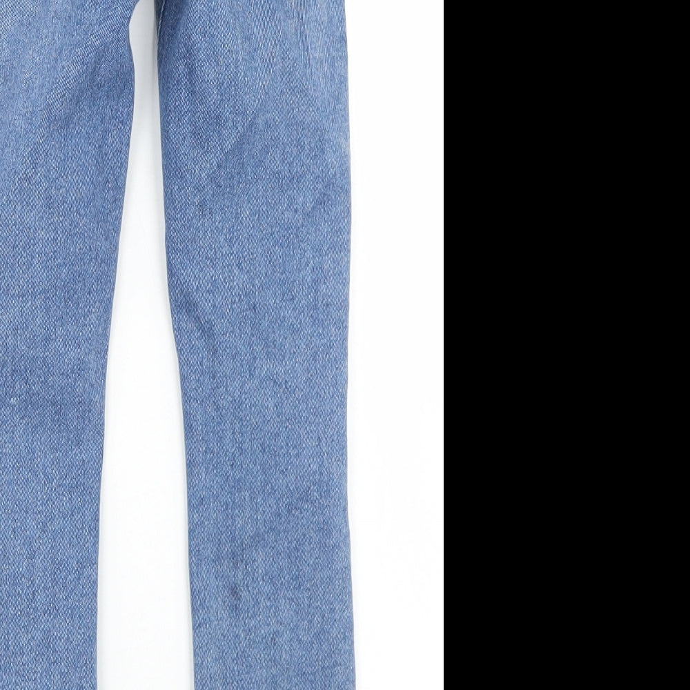 New Look Girls Blue Cotton Skinny Jeans Size 9 Months Regular Button - Distressed