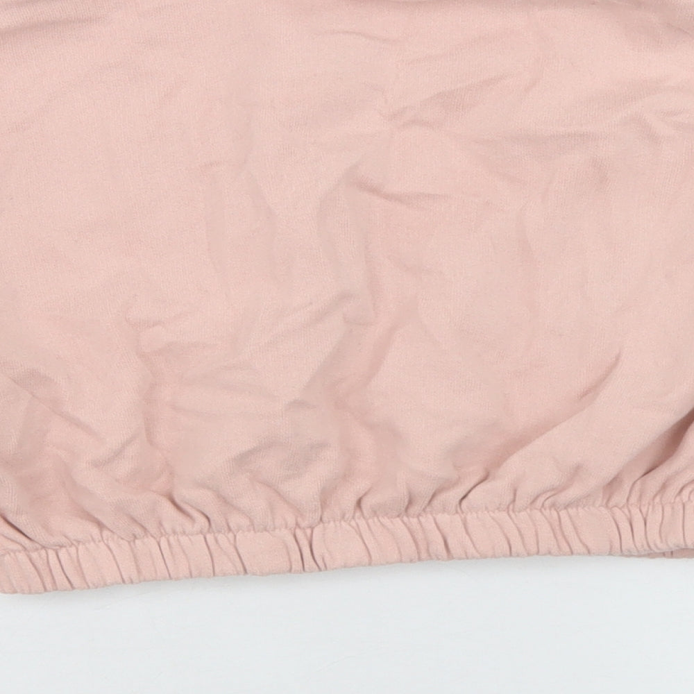 NEXT Girls Pink Colourblock Cotton Pullover Sweatshirt Size 8 Years - Cropped