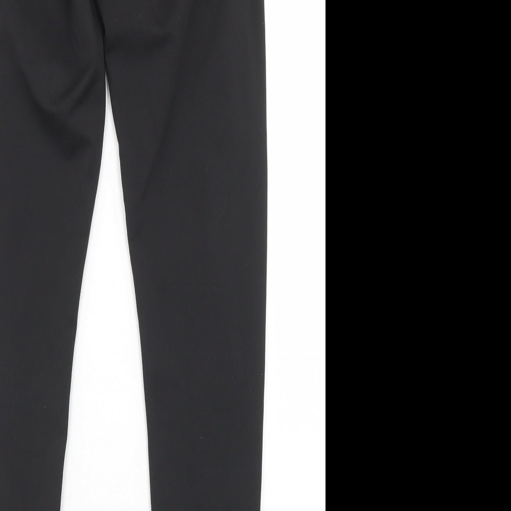 PRETTYLITTLETHING Womens Black Polyester Compression Leggings Size 8 L25 in Regular