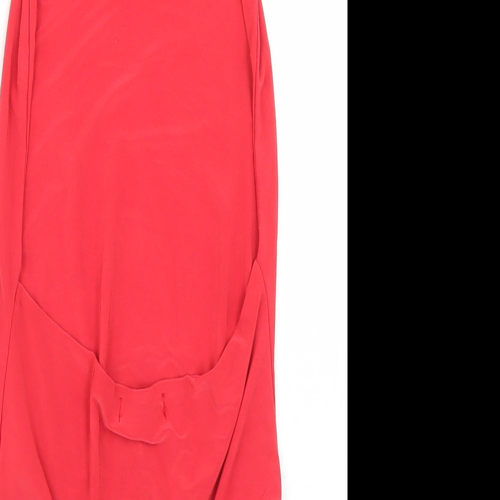 PRETTYLITTLETHING Womens Red Polyester Bodysuit One-Piece Size 4 Tie