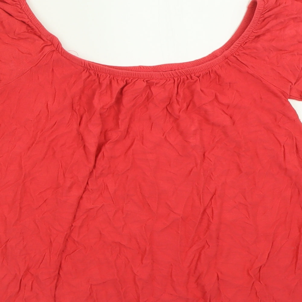 Atmosphere Womens Pink Viscose Basic T-Shirt Size 10 Off the Shoulder