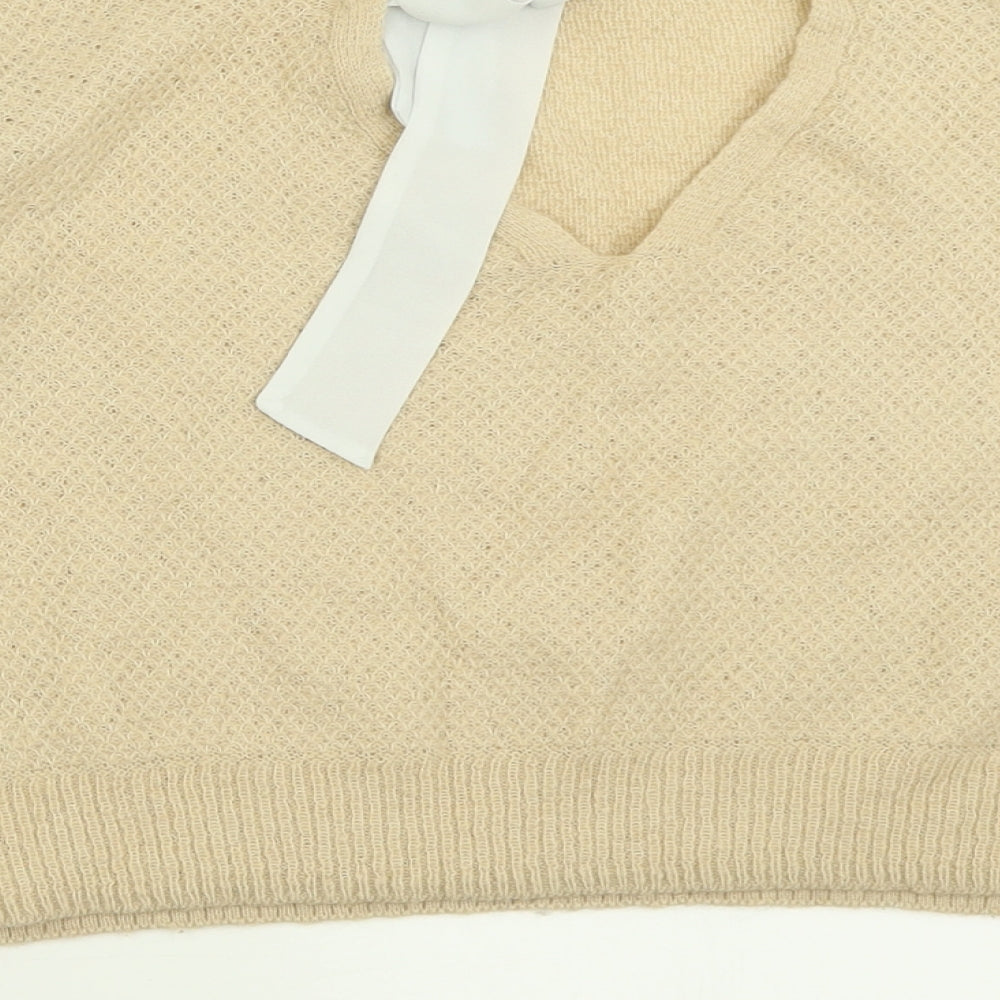 Miss Selfridge Womens Beige Boat Neck Acrylic Pullover Jumper Size 8