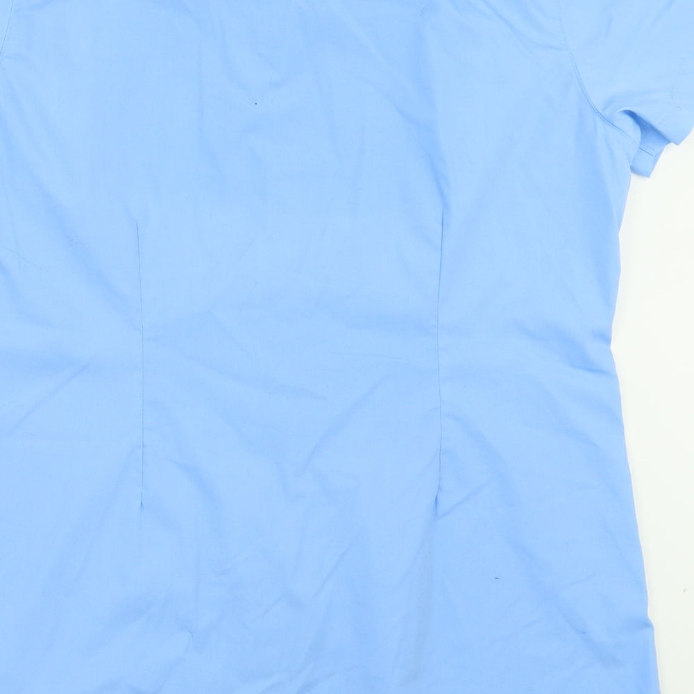 TruTex Mens Blue Polyester Button-Up Size L Collared Button