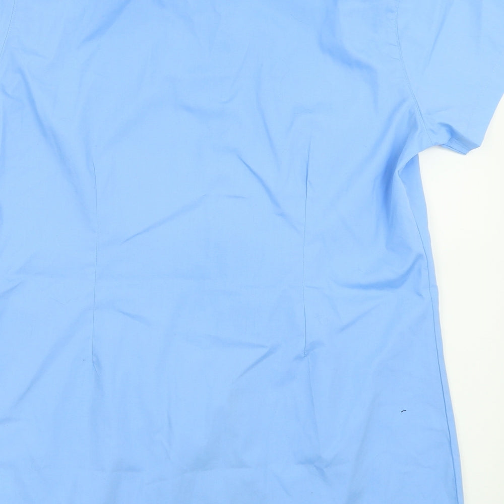 TruTex Mens Blue Polyester Button-Up Size L Collared Button