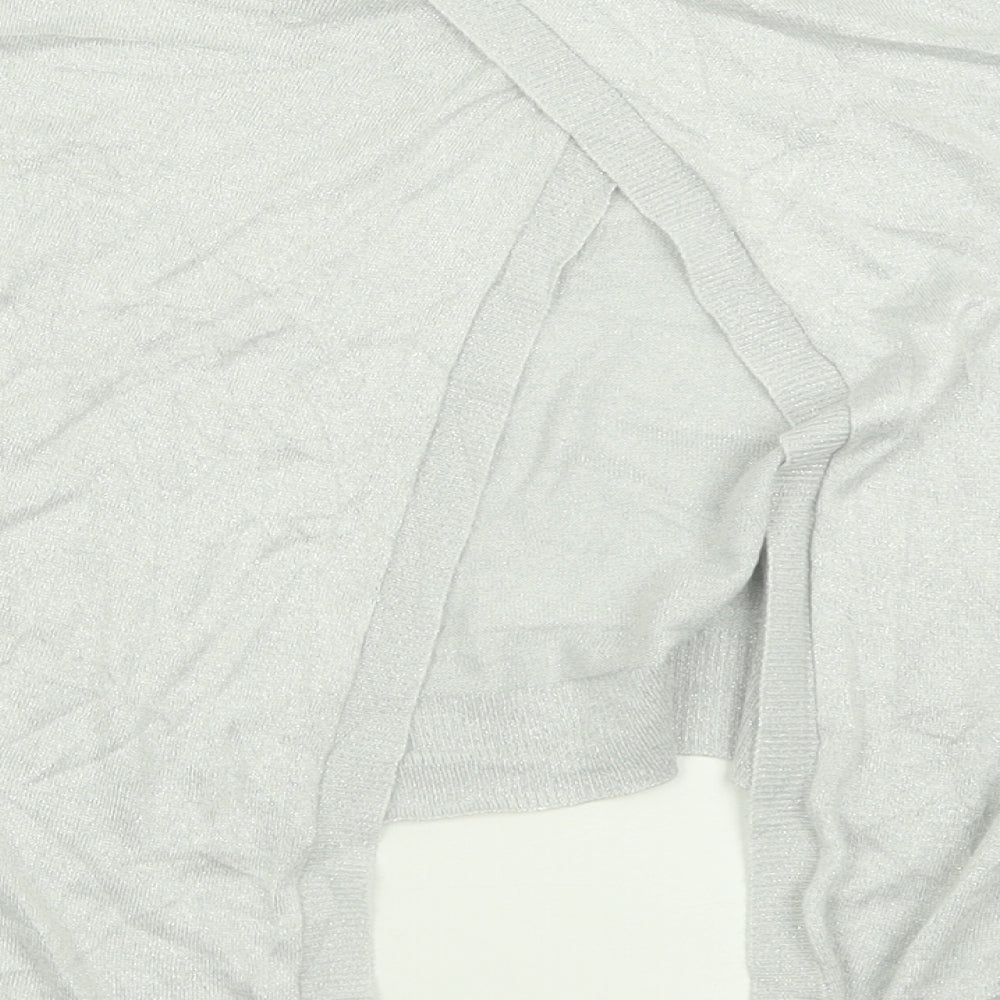 River Island Womens Silver V-Neck Viscose Pullover Jumper Size 12