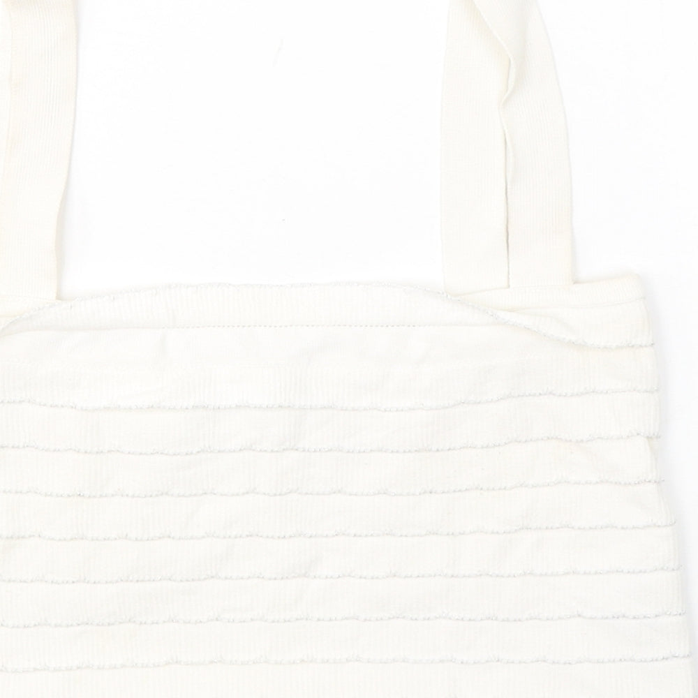 Zara Womens White Polyamide Cropped Tank Size M Square Neck