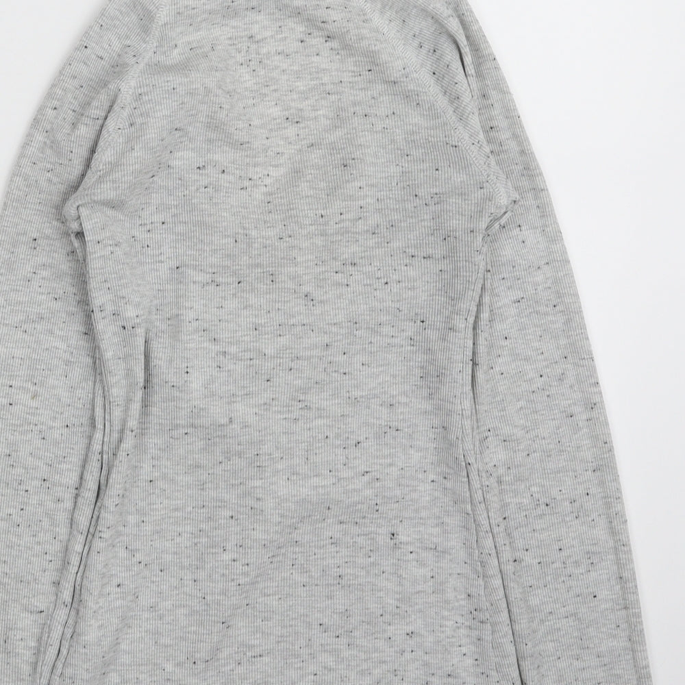 New Look Womens Grey Spotted Cotton Pullover Sweatshirt Size 8 Button