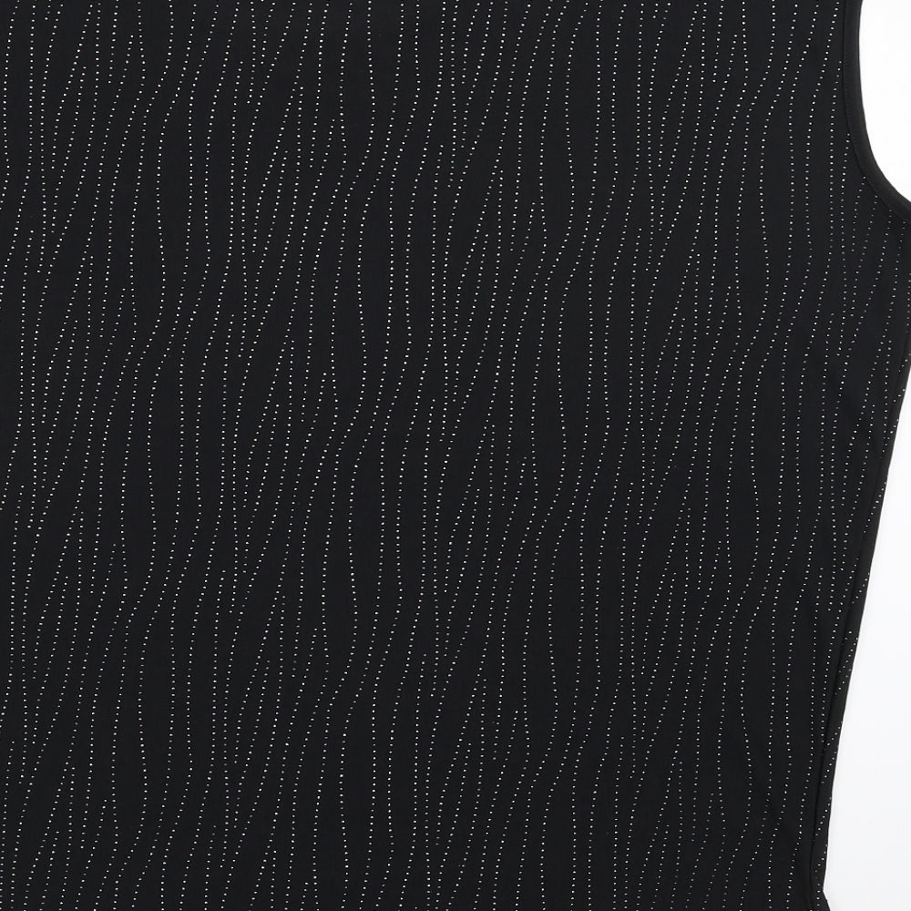 Klass Womens Black Striped Polyester Basic Blouse Size M Boat Neck