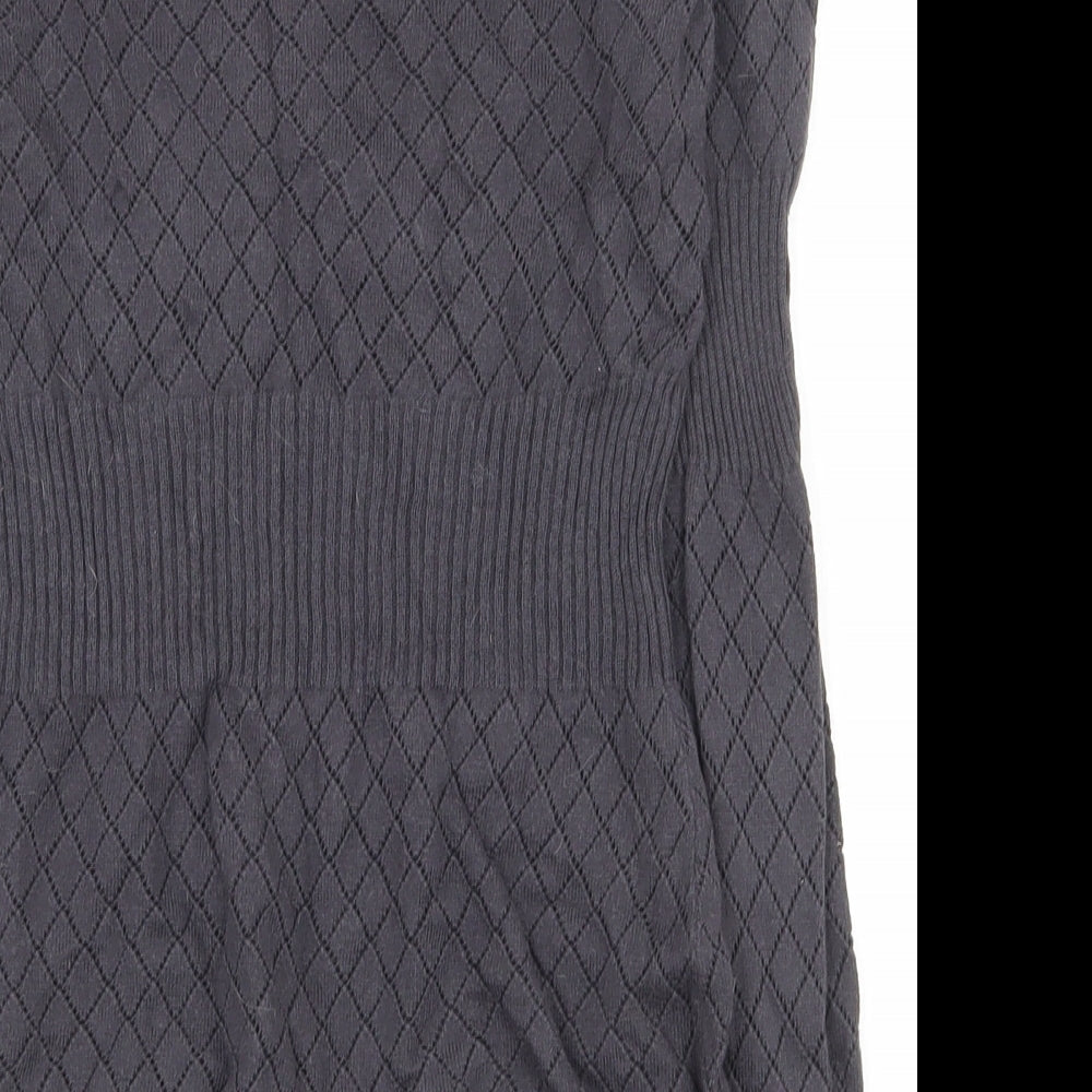 Freesoul Womens Grey V-Neck Argyle/Diamond Cotton Pullover Jumper Size S