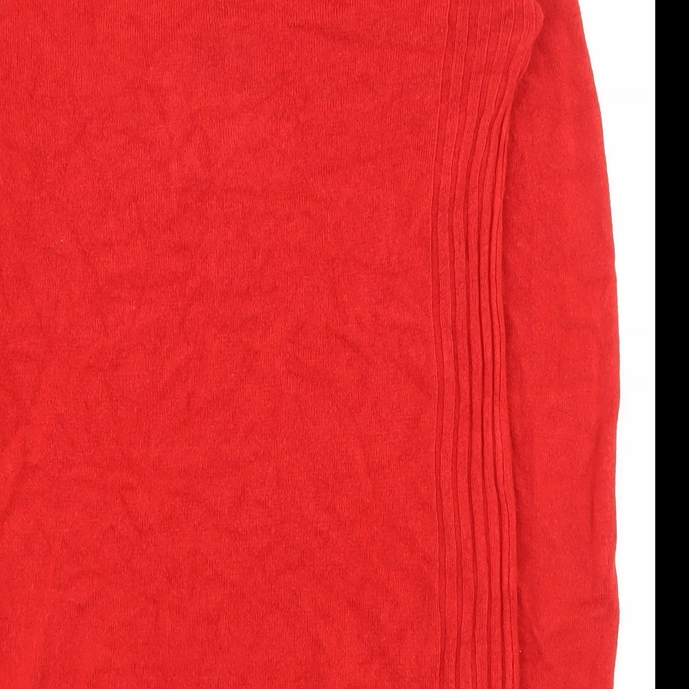 NEXT Womens Red V-Neck Acrylic Pullover Jumper Size 8