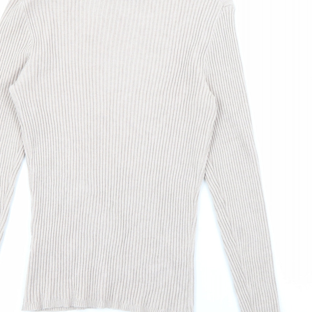 Primark Womens Beige High Neck Viscose Pullover Jumper Size M