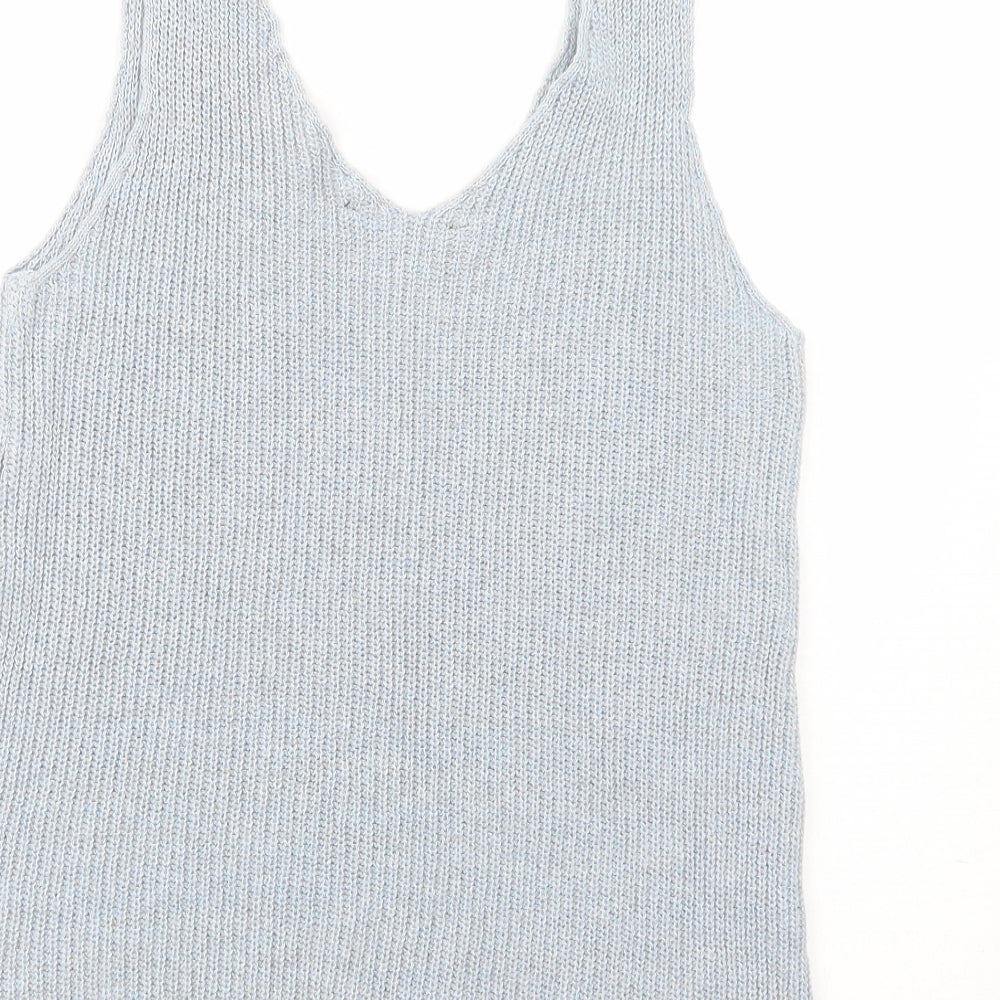 Dorothy Perkins Womens Blue Acrylic Basic Tank Size 12 V-Neck