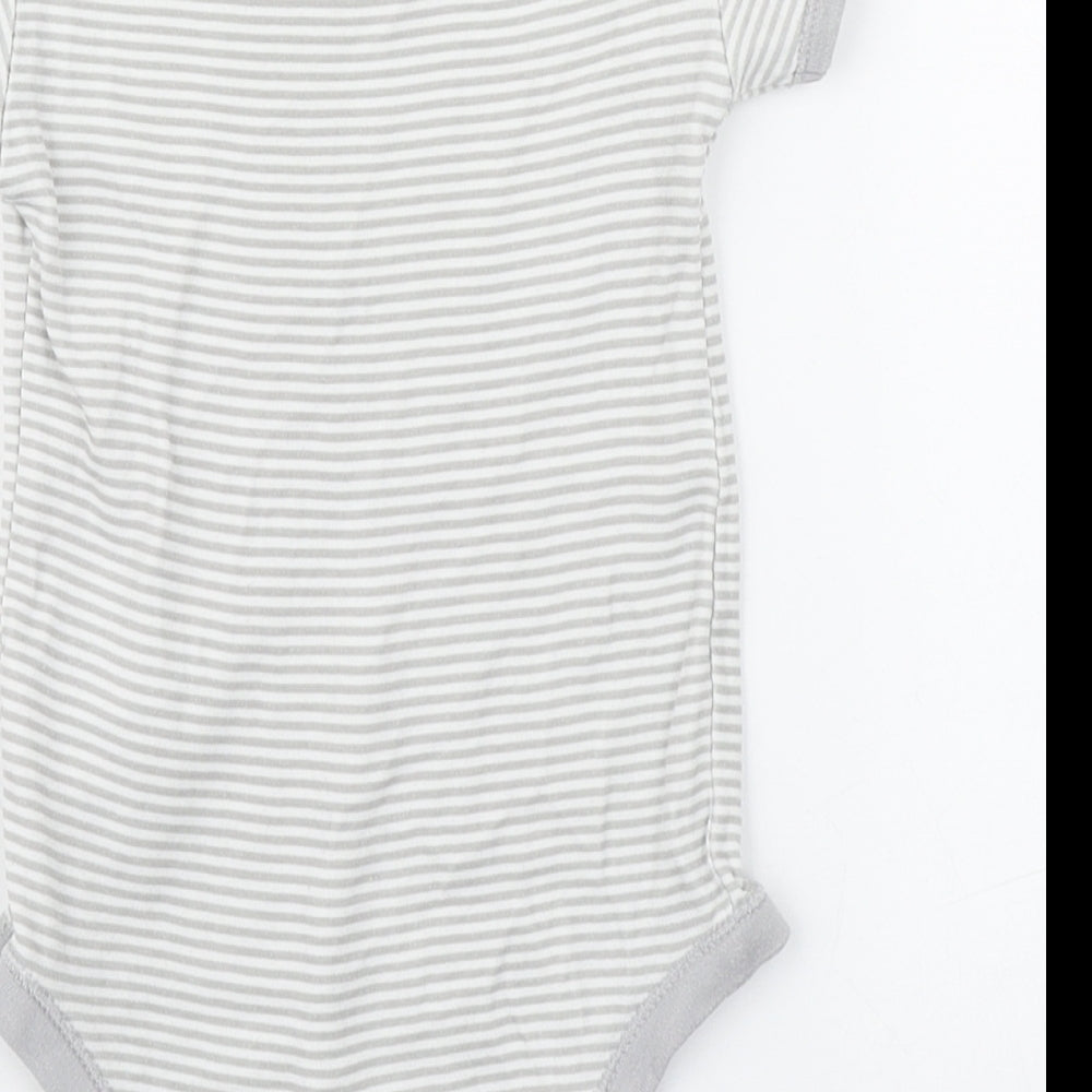 Matalan Baby Grey Striped 100% Cotton Babygrow One-Piece Size 12-18 Months Button
