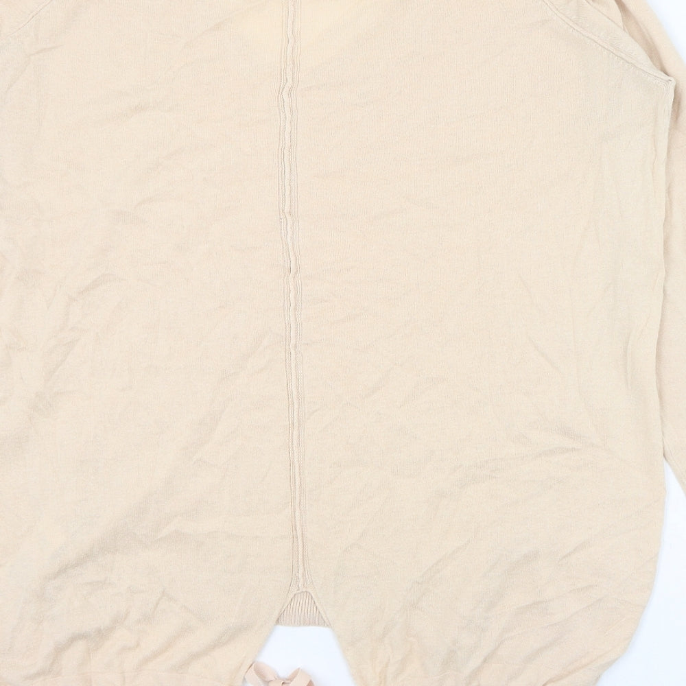 Marks & Spencer Womens Beige V-Neck Cotton Pullover Jumper Size 12