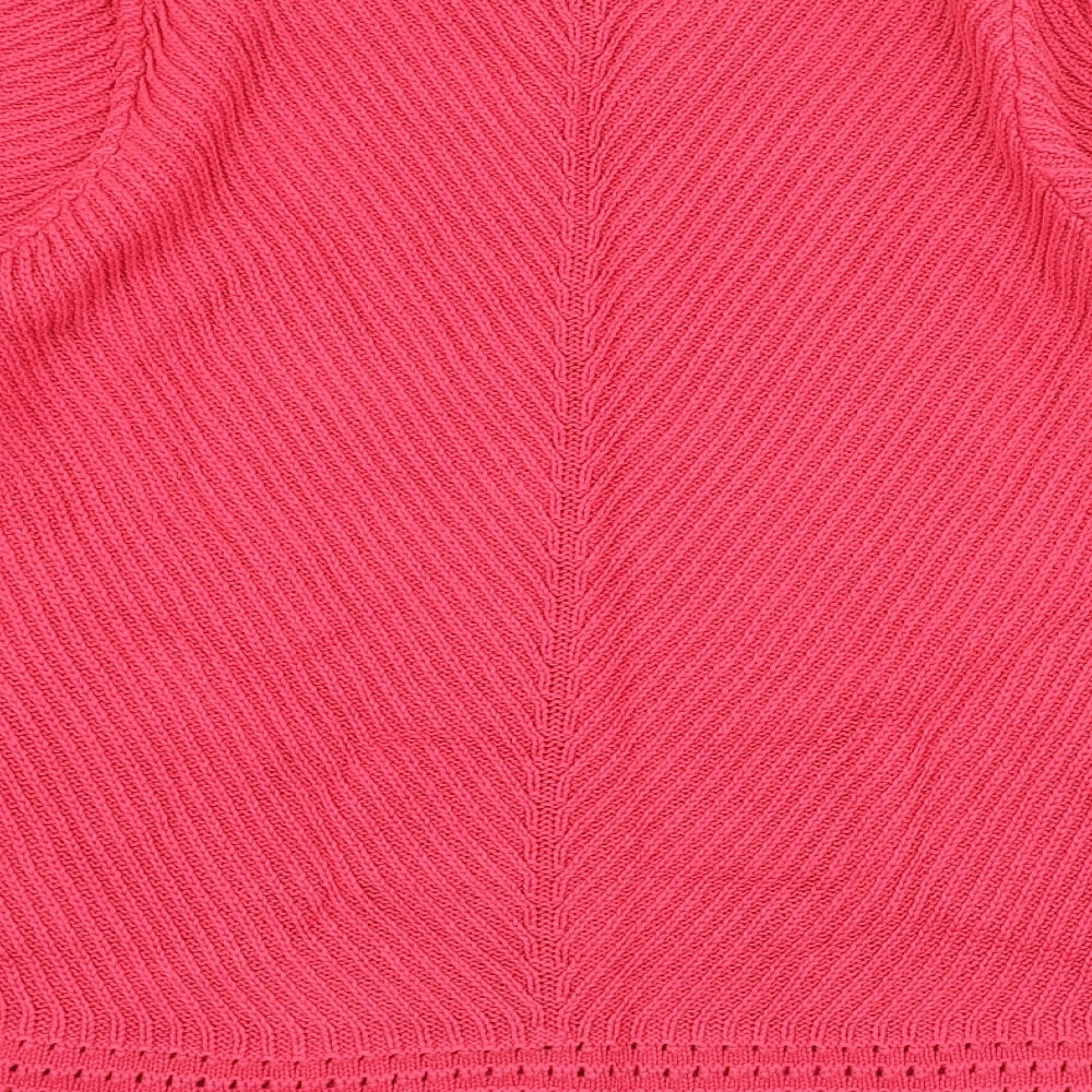 Marks & Spencer Womens Pink Round Neck Cotton Pullover Jumper Size 16