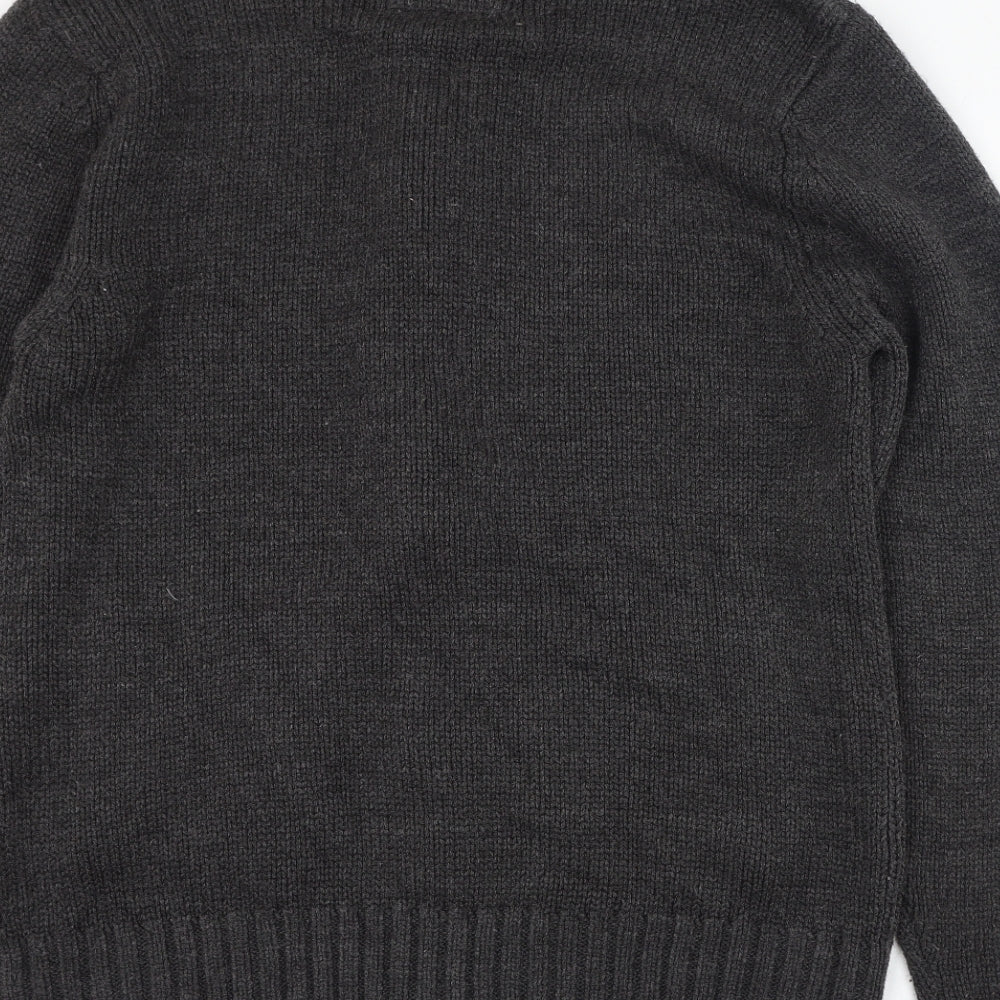 Trail Mens Black Mock Neck Acrylic Full Zip Jumper Size M
