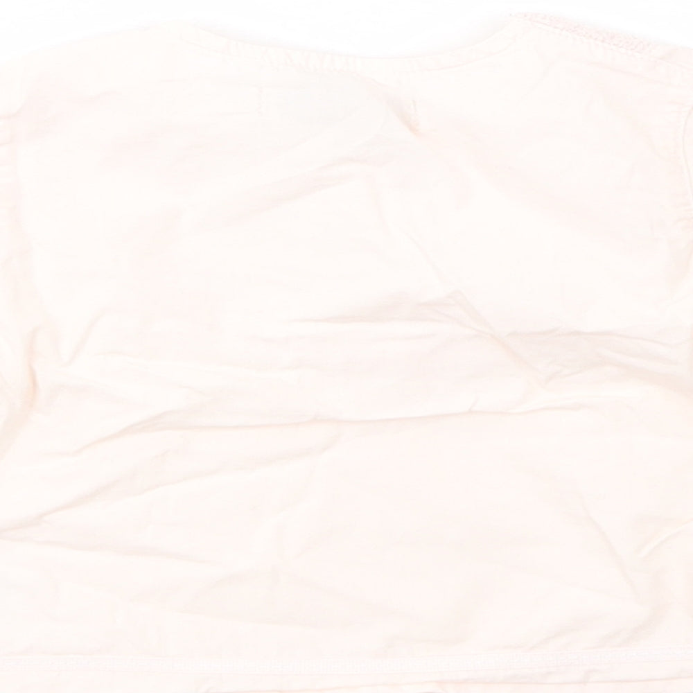 Debenhams Baby Pink Cotton Basic Blouse Size 12-18 Months Crew Neck Button