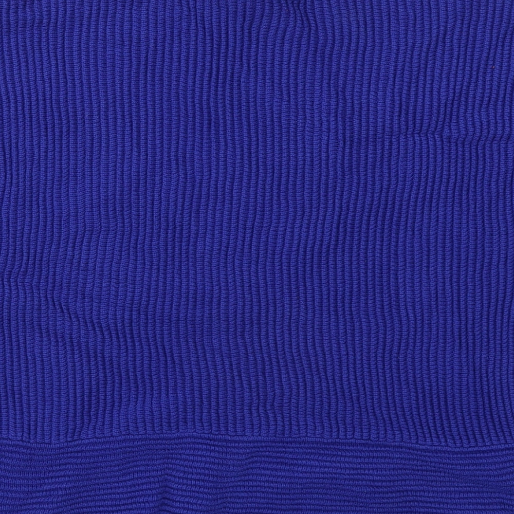 TU Womens Blue Mock Neck Cotton Pullover Jumper Size 12