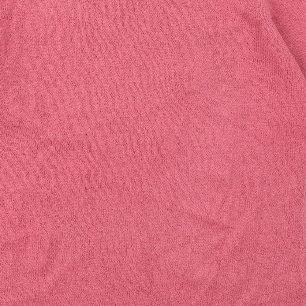 EWM Womens Pink Round Neck Floral Acrylic Pullover Jumper Size 14