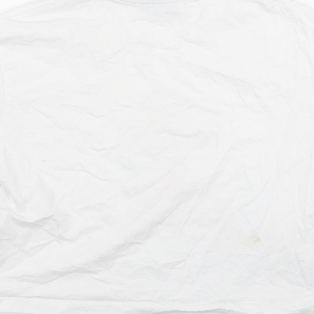 New Look Girls White Cotton Basic T-Shirt Size XS Round Neck Pullover - 'Up to snow good'