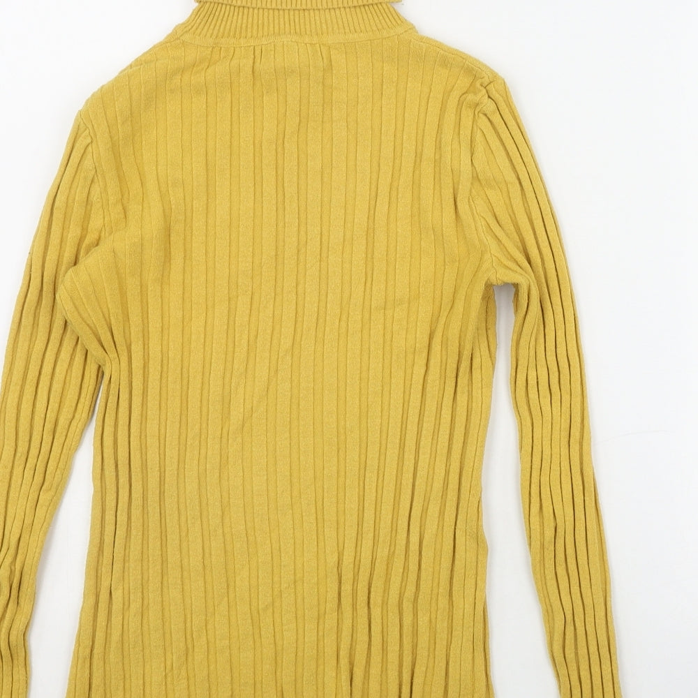 QED London Womens Yellow Roll Neck Viscose Pullover Jumper Size S