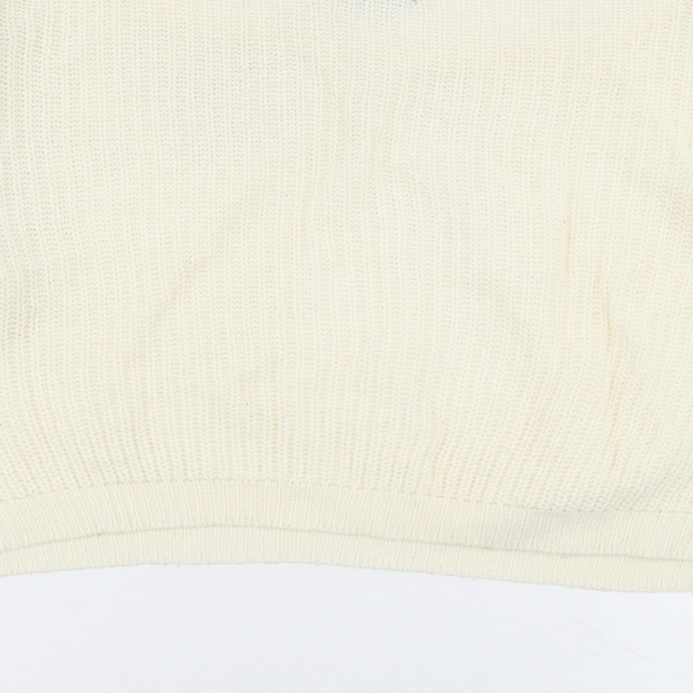 PRETTYLITTLETHING Womens White Round Neck Acrylic Pullover Jumper Size S
