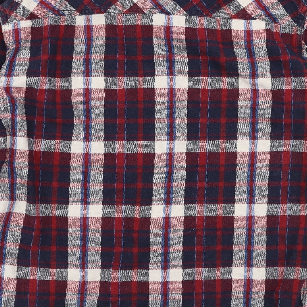 Marks & Spencer Mens Multicoloured Plaid Cotton Button-Up Size S Collared Button