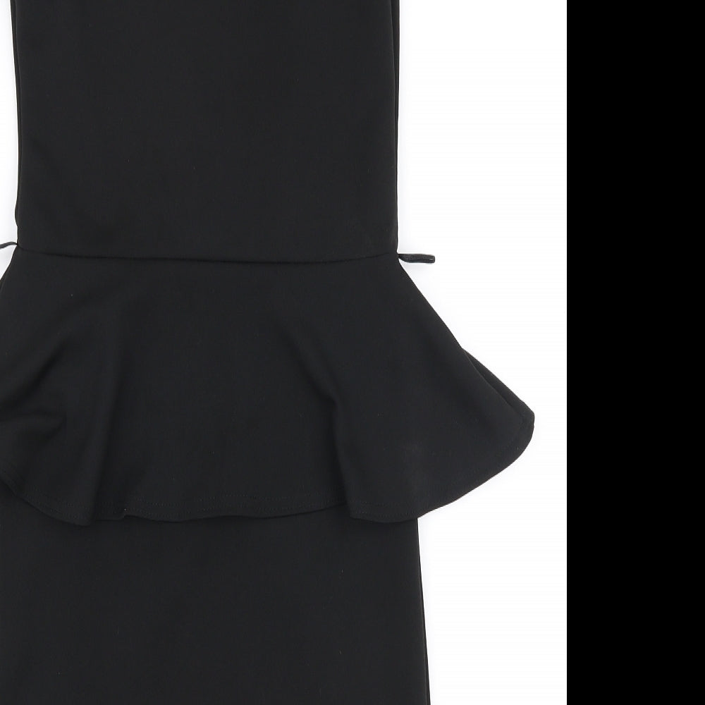 Exhibit Womens Black Polyester Bodycon Size 8 Round Neck Pullover