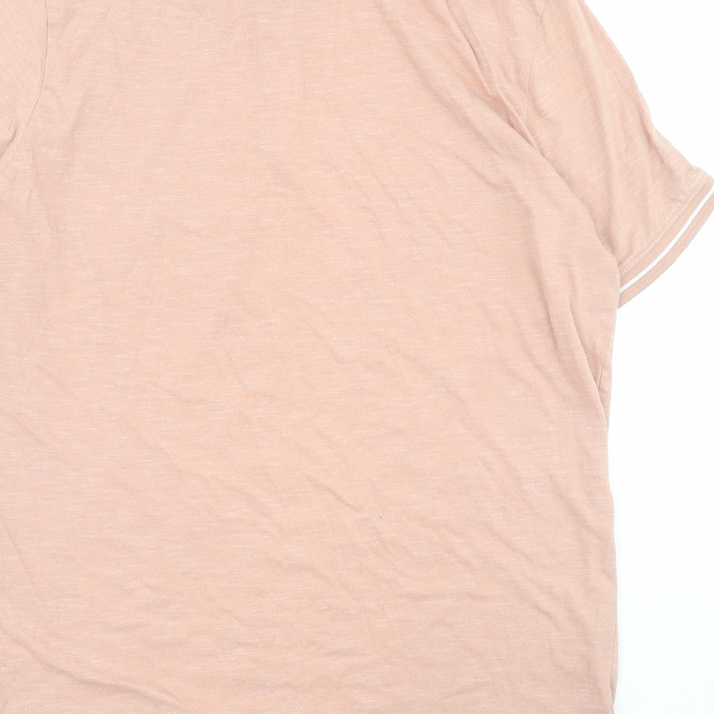 George Mens Pink Cotton Polo Size L Collared Button