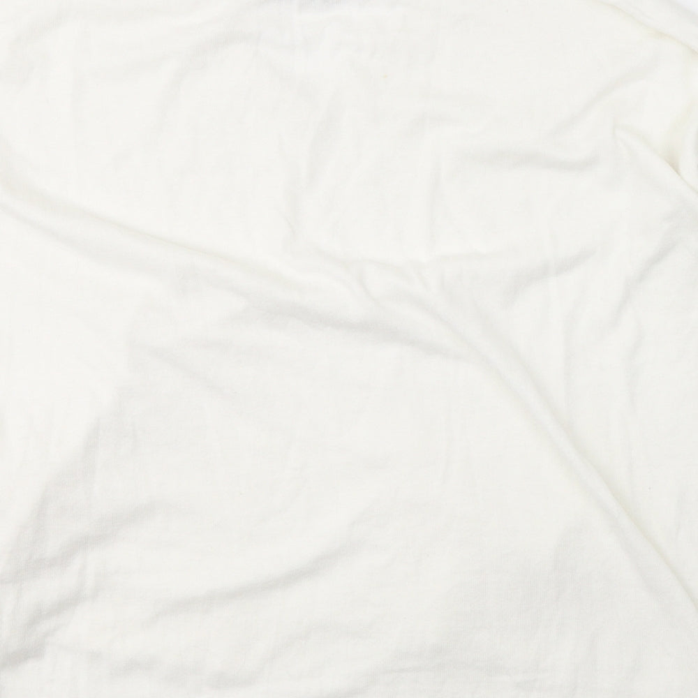 Great Plains Womens White Round Neck Cotton Pullover Jumper Size M