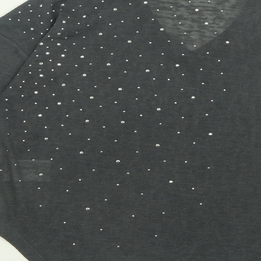 marble Womens Grey V-Neck Polyester Pullover Jumper Size 10