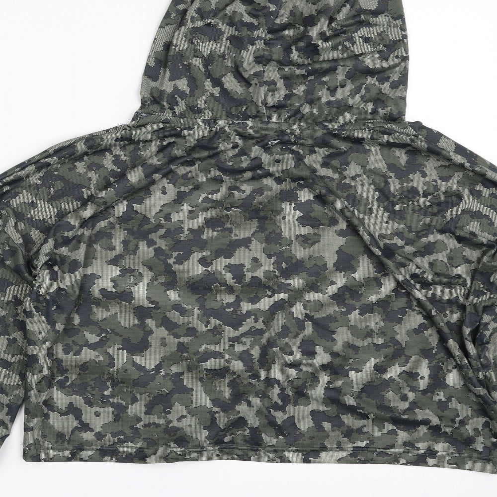 Atmosphere Womens Green Camouflage Polyester Pullover Hoodie Size 14 Pullover - Cropped