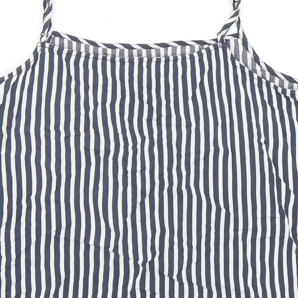 H&M Womens Multicoloured Striped Viscose Cropped Tank Size 10 Round Neck