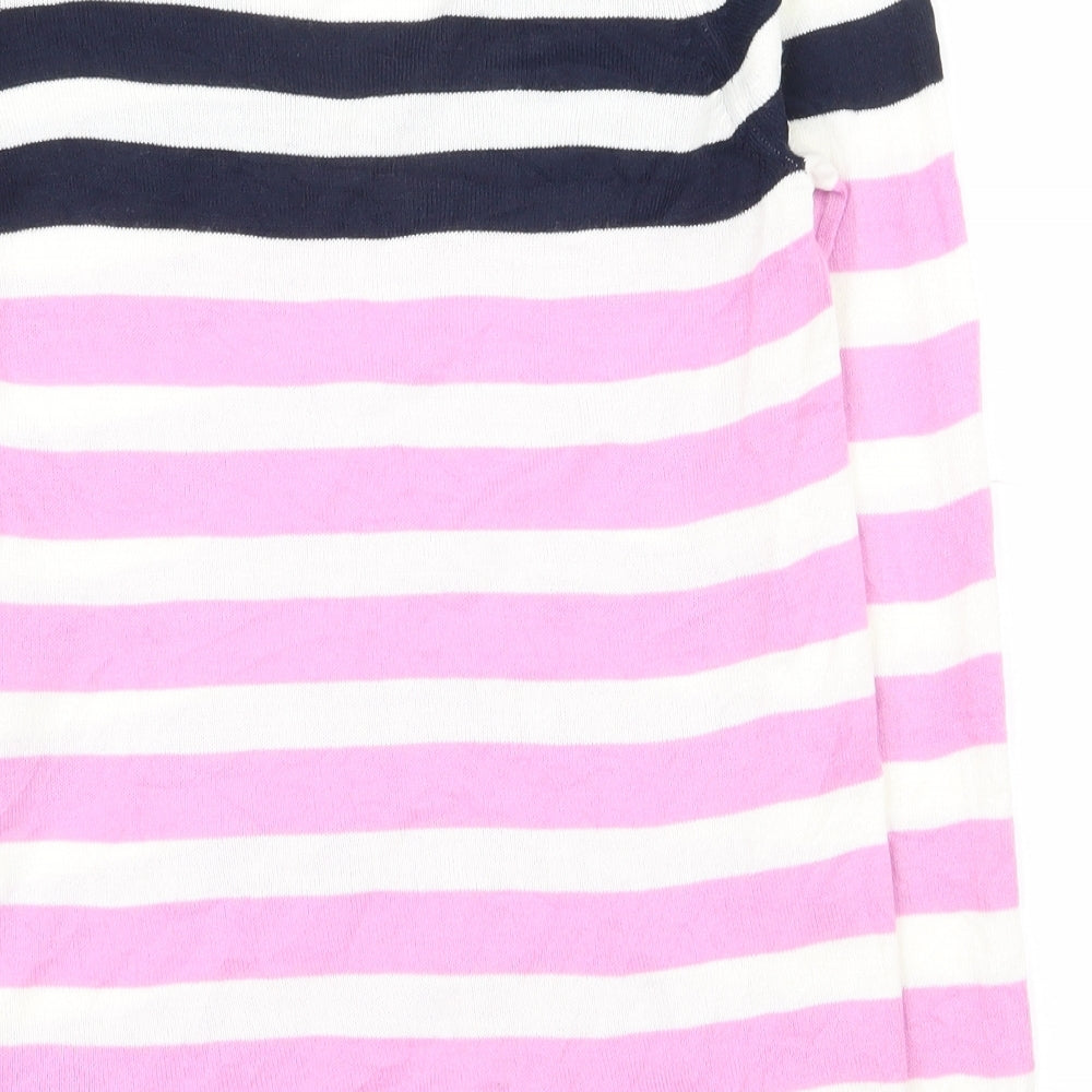 Marks & Spencer Womens Multicoloured V-Neck Striped Acrylic Pullover Jumper Size 10